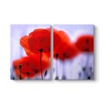 Kırmızı Gelincikler Tablosu 63 x 40-2 Parçalı