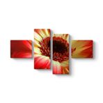 Kırmızı Gerbera Çiçeği Tablosu 115 x 63-4 Parçalı