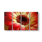 Kırmızı Gerbera Çiçeği Tablosu 129 x 70-4 Parçalı