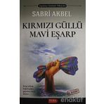 Kırmızı Güllü Mavi Eşarp