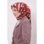 Kırmızı Harf Baskılı Twill İpek Eşarp