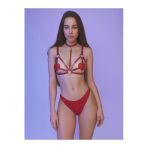 Kırmızı Harness Sütyen Kumaş Külot Takımı