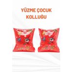 Kırmızı Hayvan Desenli, Üçgen Kolluk 3-6 Yaş İçin Yüzme Kolluğu, Deniz ve Havuz Aksesuarları