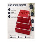 Kırmızı Hediye Kutusu 3 Lü 1 Paket K-1148 Boş Hediye Kutusu 3 Lü Sevgiliye Özel Kurdelalı Kutu Karton Kutu Hatıra Kutusu