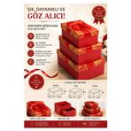 Kırmızı Hediye Kutusu Dikdörtgen 3 Lü 1 Paket K-0974 Boş Hediye Kutusu Sevgiliye Özel Kurdelalı Karton Hatıra Kutu