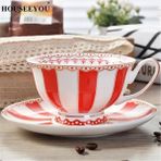 Kırmızı Houseeyou Avrupa Gökkuşağı Kemik Çini Kahve Fincanı Çay Fincanı Tabak Seti Yaratıcı Seramik Bardak Gelişmiş Porselen Sevgililer Çay Bardağı (Yurt Dışından) - 1 Adet - Renkli - 1 lt