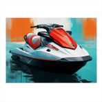 Kırmızı Jet Ski Aksiyonu Desenli Ahşap Tablo 50cmX 70cm