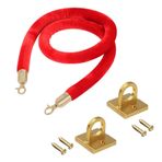 Kırmızı kadife ip, duvara montaj, 2 duvar kancalı bariyer ipi, paslanmaz çelik, asmak için kuyruk, restoranlar, sinemalar ve etkinlikler için kırmızı halı ile VIP ip (Renk: Kırmızı, Boyut: 4 m)