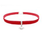 Kırmızı Kadife Kadın Satürn Choker Kolye