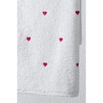 Kırmızı Kalpli Havlu Seti Hamam Seti – 50X90 ve 70X140 cm Banyo Havlu Takımı - 70 x 140 cm - Beyaz