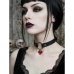Kırmızı Kalpli Siyah Choker Kolye Kadın – Gotik Boyunluk, Y2k Punk Kalp Kolye, Deri Kemerli Choker