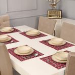 Kırmızı Kar Desenli Siyah 6 Parça Ranforce Kumaş Amerikan Servis - Supla 35X45 - 35 x 45 cm - Kırmızı - Siyah