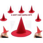 Kırmızı Keçe Cadı Şapkası Yetişkin-Çocuk Uyumlu - Seçenek