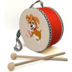 Kırmızı Köpek Baskılı Deri Çocuk Davulu, 1-5 Yaş Için Eğlenceli Müzik Oyunu - Seçenek 1 - Açık Gri