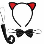 Kırmızı Kulaklı Kedi Kostüm Seti – Taç, Papyon, Kuyruk 1766574359974
