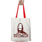 Kırmızı Kulplu La Casa De Papel Barış Manço Yıkanabilir Omuz Çanta