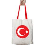 Kırmızı Kulplu Türk Bayrağımız Yıkanabilir Omuz Çanta