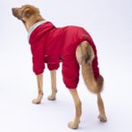 Kırmızı Kürklü Orta Büyük Tulum Yağmurluk Köpek Kıyafeti Köpek Yağmurluğu(18-40 kg Arası Orta Büyük Irklar) - 4XL