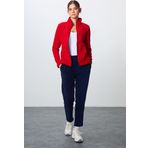 Kırmızı-Lacivert Kalın Yumuşak Dokulu Dik Yaka Oversize Nakışlı Polar Kadın Eşofman Takım -95339