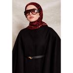 Kırmızı Leopar Desen Twill İpek Eşarp