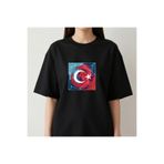 Kırmızı Mavi Türk Bayrağı Tasarım Oversize T-shirt tshrt17sb