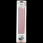 Kırmızı Metalik Ince Uzun Pasta Mum 20 cm * 6 Adet