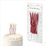 Kırmızı Metalik Krom Renkli Spiral Pasta Mumu 14 cm - 6 Adet