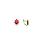 Kırmızı Mineli Gümüş Uğur Böceği Kız Çocuk Küpesi 0.7X0.9 Cm