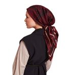 Kırmızı Noktalı Daireler Bask. Twill İpek Eşarp