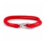 KIRMIZI PARACORD METAL KANCA İKİ SIRA SARMA ERKEK BİLEKLİK M011N