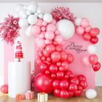 Kırmızı Pembe Balon Kemeri, 116 ADET Kırmızı Pembe Balon Çelenk Kiti Beyaz Pembe Makaron Kırmızı ve Kırmızı Balonlar, Bebek Duş Nişan Gelin Duşu Evlilik Yıldönümü Partisi için Kırmızı Pembe Balon