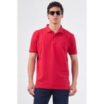 Kırmızı Polo Yaka Pamuklu Düz Renk Slim Fit Erkek T-shirt - XL