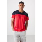 Kırmızı Polyester Nefes Alan Dokulu İnce Esnek Standart Fit Erkek Performans T-Shirt - 88386