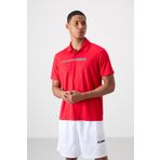 Kırmızı Polyester Nefes Alan Dokulu İnce Esnek Standart Fit Polo Yaka Erkek Performans T-Shirt - 88393