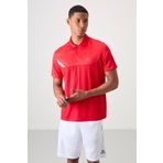 Kırmızı Polyester Nefes Alan Dokulu İnce Esnek Standart Fit Polo Yaka Erkek Performans T-Shirt - 88402