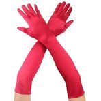 Kırmızı Renk Dirseğe Kadar Uzun Kumaş Eldiven 40 Cm (5433)