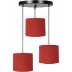 Kırmızı Renk Kumaş Şapkalı Salon Avize 3 Başlıklı - 1'li