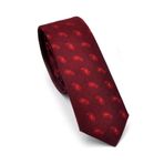 Kırmızı Şal Desenli Bordo Dokuma Kumaş Mendilli Slim Fit Kravat // Sdk-240810