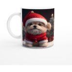 Kırmızı Şapkalı Mini Noel Köpeği Baskılı Kupa Bardak - Renkli