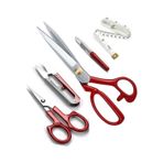 Kırmızı Saplı Çelik Somunlu Profesyonel Kumaş Kesim Makası Set (12 NUMARA 30.50CM)