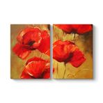 Kırmızı Sarı Gelincikler Tablosu 103 x 70-2 Parçalı
