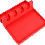 Kırmızı Silikon Mutfak Seti, Spatula, Kaşıklık, Çatallık ve Düzenleyici - Seçenek 1 - Açık Gri