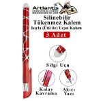 Kırmızı Silinebilir Tükenmez Kalem 3 Adet Bıa Silinebilir Jel Pilot Kalem Mürekkepli Kolay Silinebilir Kumaş Kalemi