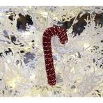 Kırmızı Simli Noel Şeker Çubuğu Asılabilir Süs, Yılbaşı Ağacı Dekorasyonu, Parlak Dokulu, Geleneksel Candy Cane Tasarım 17 cm