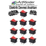Kırmızı Siyah Elektrik Devresi Anahtarı 10 Adet On Off Açma Kapama Devre Anahtarı Aç Kapa Deney Elektirik Açma Kapama