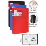 Kırmızı Siyah Mavi Sunum Dosyası 60 Lı 3 Adet Poşet Dosyalı Katalog Dosyası 60 Poşetli Kendinden Dosya Plastik Kapaklı