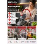 Kırmızı Spiral Musluk Başlığı Çift Fonksiyonlu Esnek Lavabo Batarya Ucu Aparatı 360° Döner
