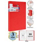 Kırmızı Sunum Dosyası 10 Lu 3 Adet Poşet Dosyalı Katalog Dosyası 10 Poşetli Kendinden Dosya Plastik Kapaklı