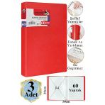 Kırmızı Sunum Dosyası 60 Lı 3 Adet Poşet Dosyalı Katalog Dosyası 60 Poşetli Kendinden Dosya Plastik Kapaklı