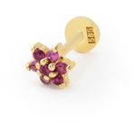Kırmızı Taş Çiçek Model Tragus Piercing